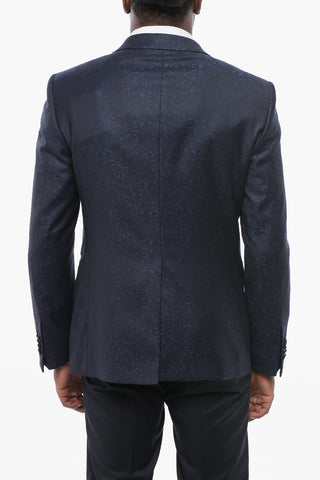 Blazer in Lana Jacquard Motivo Paisley con Rever in Satin