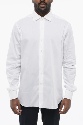 SU MISURA Stretch Cotton Blend Shirt with Spread Collar