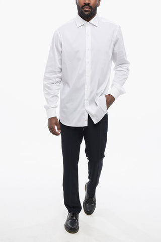 SU MISURA Stretch Cotton Blend Shirt with Spread Collar