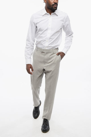 4-Pocketed Virgin Wool Pants with Hidden Closure