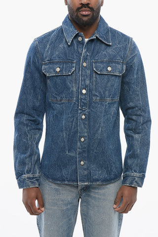 Dark-Wash Denim Shirt with Small Pockets