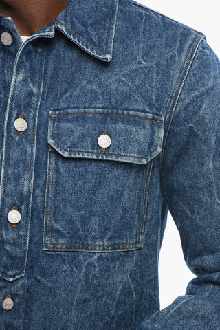 Dark-Wash Denim Shirt with Small Pockets