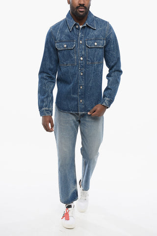 Dark-Wash Denim Shirt with Small Pockets