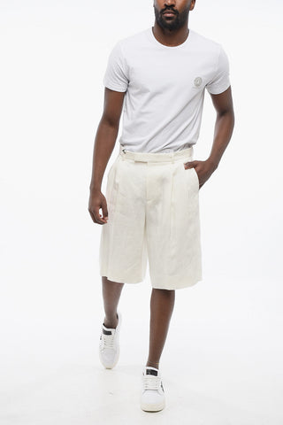 Double-pleated Pure Linen Shorts