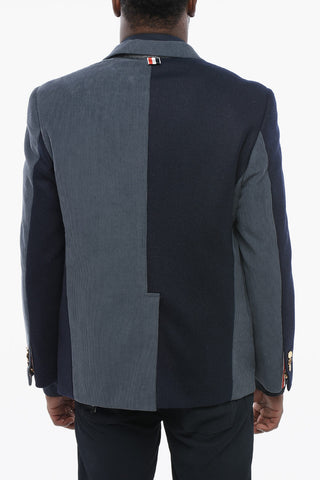 Twill Wool UNSTRUCTURED Blazer with Corduroy Details