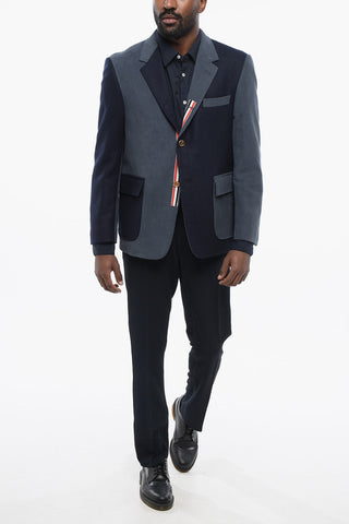 Twill Wool UNSTRUCTURED Blazer with Corduroy Details