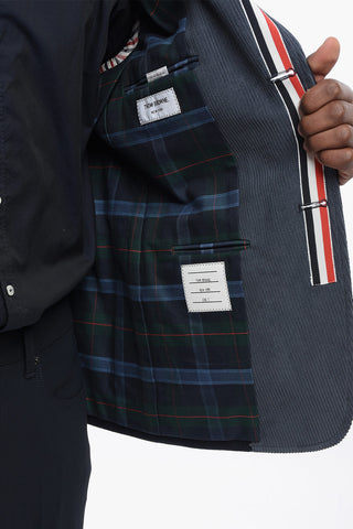 Twill Wool UNSTRUCTURED Blazer with Corduroy Details