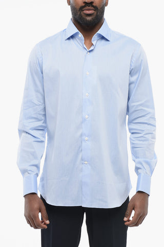 Poplin Cotton Shirt with Spread Collar