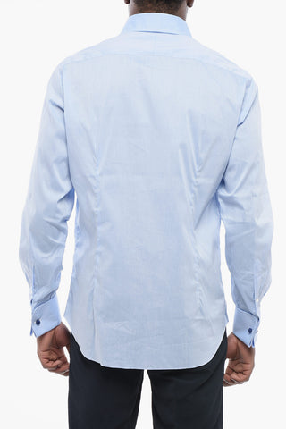 Poplin Cotton Shirt with Spread Collar