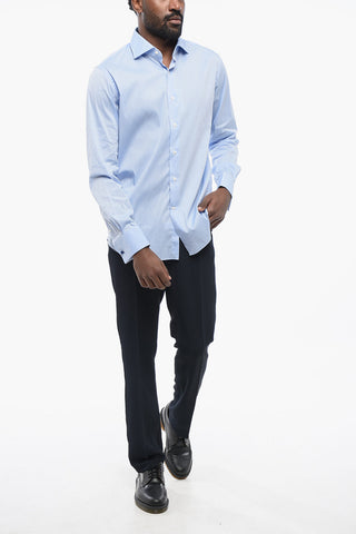 Poplin Cotton Shirt with Spread Collar