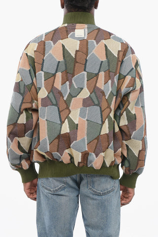 EMPORIO Sustainable Cotton Blend Bomber Jacket with Geometric Motif