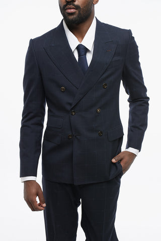 Double-breasted Monogram Jacquard Wool Suit