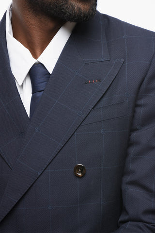 Double-breasted Monogram Jacquard Wool Suit