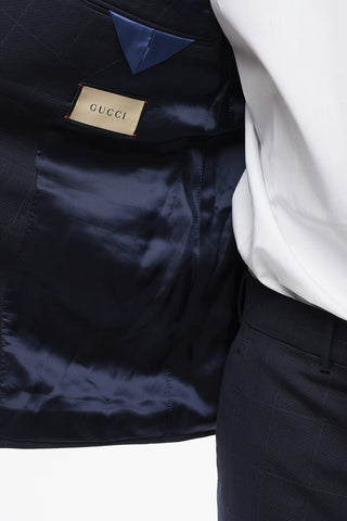 Double-breasted Monogram Jacquard Wool Suit