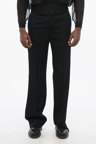 Virgin Wool Pants with Side Satin Bands