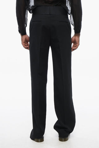 Virgin Wool Pants with Side Satin Bands