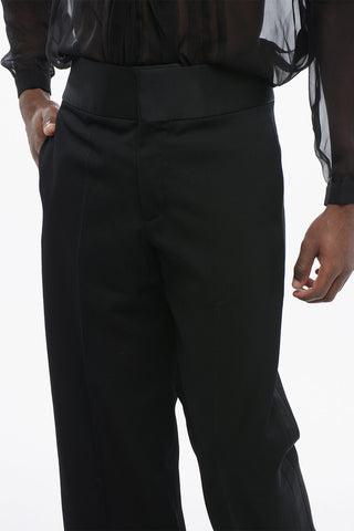 Virgin Wool Pants with Side Satin Bands