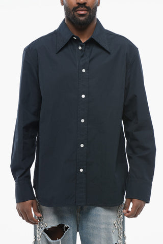 Popeline Cotton Shirt with Spread Collar