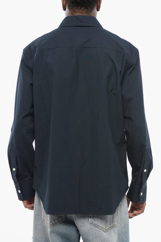 Popeline Cotton Shirt with Spread Collar