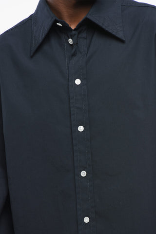 Popeline Cotton Shirt with Spread Collar