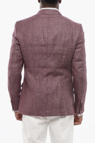 TAORMINA Blazer Doppiopetto in Misto Lino con Tasche ad Aletta