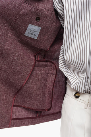 TAORMINA Double-breasted Linen Blend Blazer with Flap Pockets