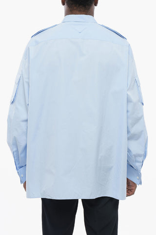 Multipocketed Popeline Cotton Shirt with Standard Collar