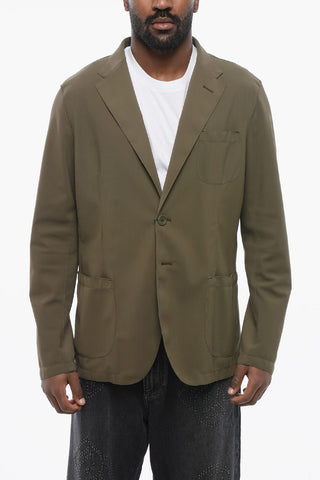 Unlined Stretch Fabric Blazer with Patch Pockets
