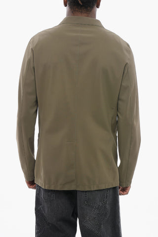 Unlined Stretch Fabric Blazer with Patch Pockets