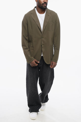 Unlined Stretch Fabric Blazer with Patch Pockets