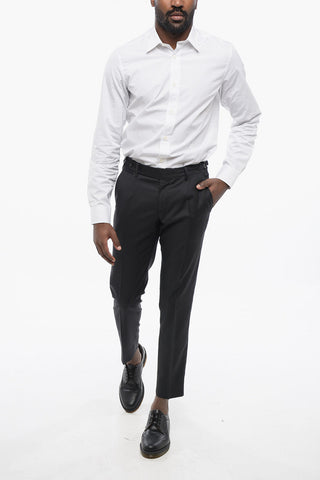Pinstriped Virgin Wool Pants with Martingales
