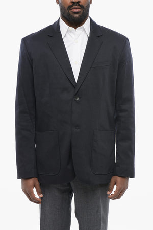 Single-Breasted Cotton-Blend Blazer with Patch Pockets