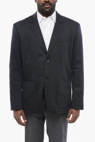 Single-Breasted Cotton-Blend Blazer with Patch Pockets