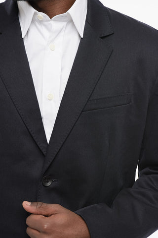 Single-Breasted Cotton-Blend Blazer with Patch Pockets