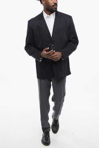 Single-Breasted Cotton-Blend Blazer with Patch Pockets