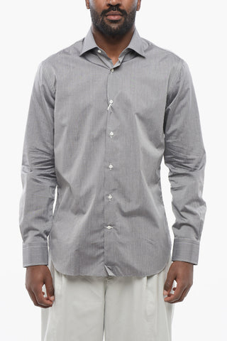 Solid Color Poplin Cotton Shirt with Spread Collar