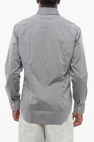 Solid Color Poplin Cotton Shirt with Spread Collar