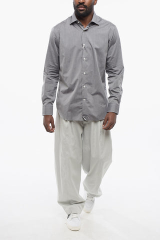 Solid Color Poplin Cotton Shirt with Spread Collar