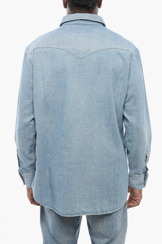 Light Washed Denim Shirt with Snap Buttons