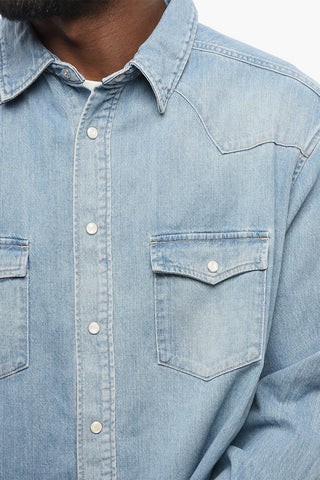 Light Washed Denim Shirt with Snap Buttons