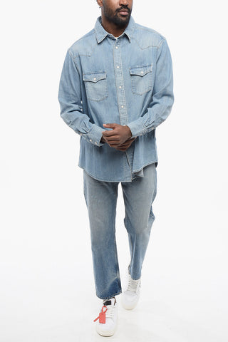 Light Washed Denim Shirt with Snap Buttons