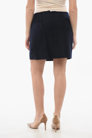 Cashmere Wrap Miniskirt with Fringed Hem