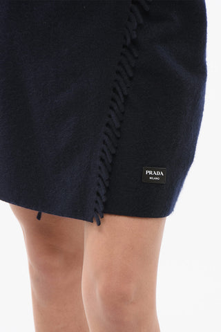 Cashmere Wrap Miniskirt with Fringed Hem