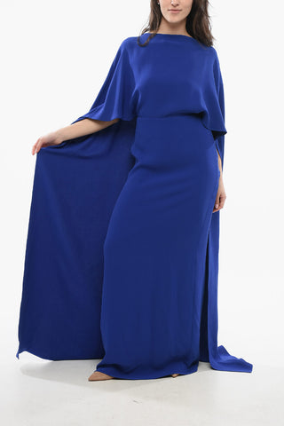 Vestito in Seta Collo a Barca con Design a Cappa