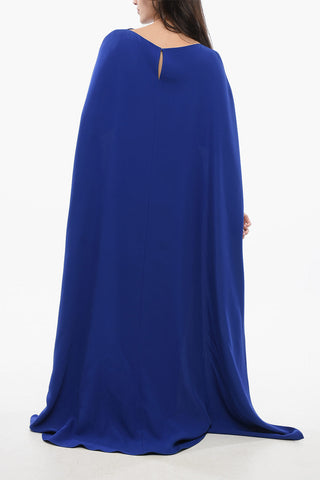 Vestito in Seta Collo a Barca con Design a Cappa