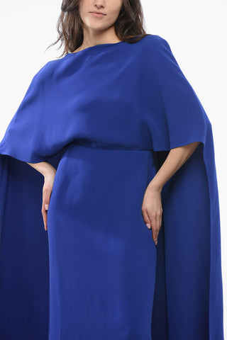 Vestito in Seta Collo a Barca con Design a Cappa