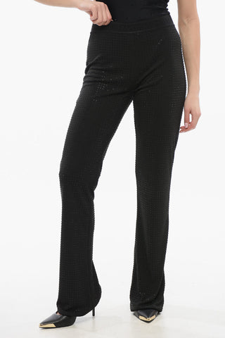 JEANS COUTURE Flared Pants with All Over Rhinestones