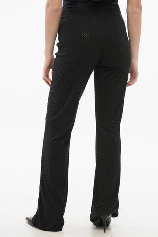 JEANS COUTURE Flared Pants with All Over Rhinestones