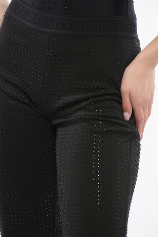 JEANS COUTURE Flared Pants with All Over Rhinestones
