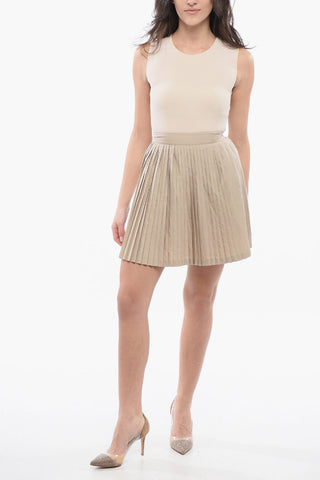 High-Waisted Pleated Mini Skirt